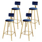 Glam Upholstered Bar Stools Footrest Backrest Coffee Shop Counter Bar Stool Blue 4 Piece Set Clearhalo 'Bar Furniture' 'Bar Stools' 'bar_stools' 'furn' 'furn_bar_stools' 'Furniture' 'Kitchen & Dining Furniture' 5638672