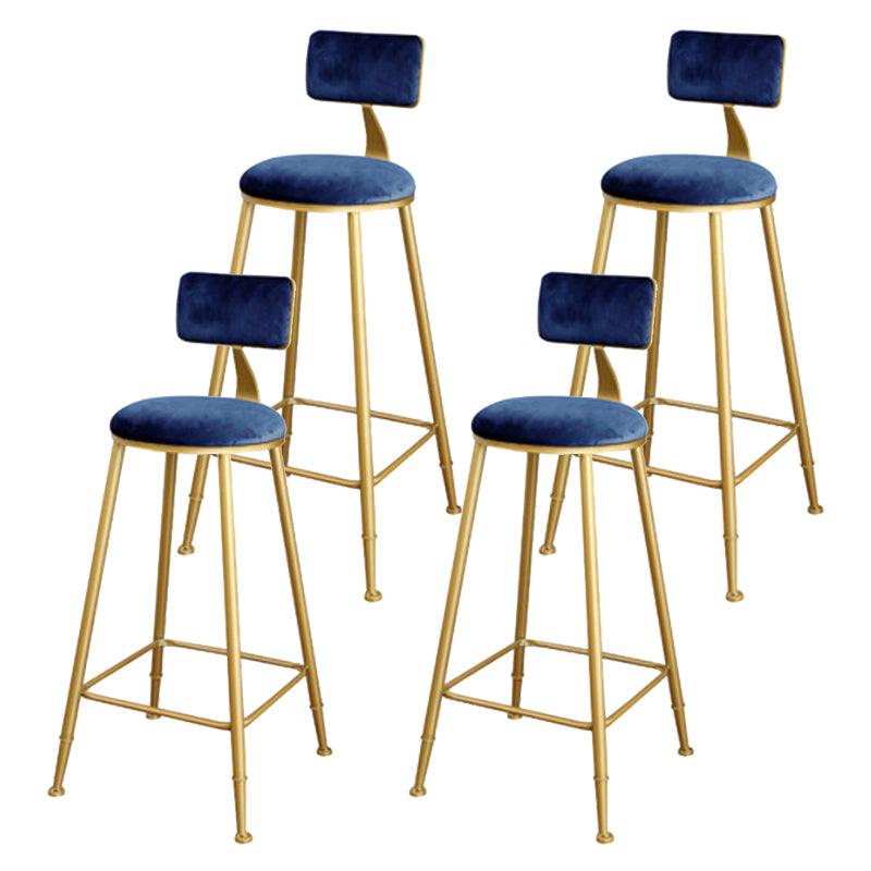 Glam Upholstered Bar Stools Footrest Backrest Coffee Shop Counter Bar Stool Blue 4 Piece Set Clearhalo 'Bar Furniture' 'Bar Stools' 'bar_stools' 'furn' 'furn_bar_stools' 'Furniture' 'Kitchen & Dining Furniture' 5638672