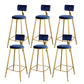 Glam Upholstered Bar Stools Footrest Backrest Coffee Shop Counter Bar Stool Blue 6 Piece Set Clearhalo 'Bar Furniture' 'Bar Stools' 'bar_stools' 'furn' 'furn_bar_stools' 'Furniture' 'Kitchen & Dining Furniture' 5638674