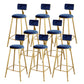 Glam Upholstered Bar Stools Footrest Backrest Coffee Shop Counter Bar Stool Blue 8 Piece Set Clearhalo 'Bar Furniture' 'Bar Stools' 'bar_stools' 'furn' 'furn_bar_stools' 'Furniture' 'Kitchen & Dining Furniture' 5638676
