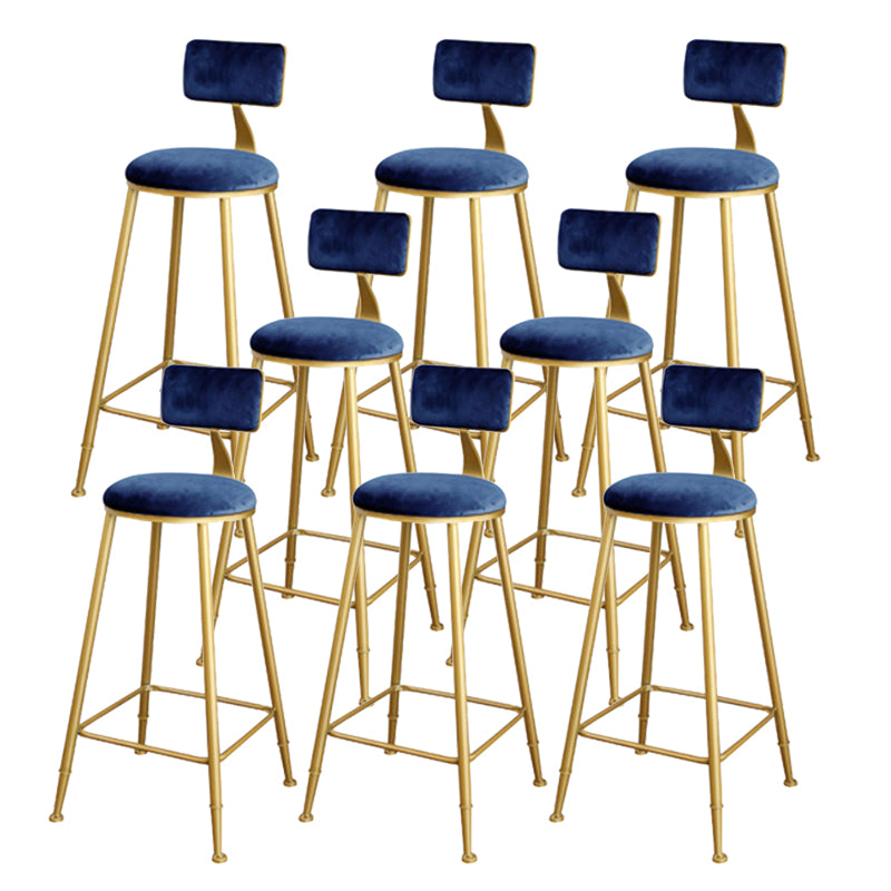 Glam Upholstered Bar Stools Footrest Backrest Coffee Shop Counter Bar Stool Blue 8 Piece Set Clearhalo 'Bar Furniture' 'Bar Stools' 'bar_stools' 'furn' 'furn_bar_stools' 'Furniture' 'Kitchen & Dining Furniture' 5638676