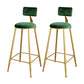 Glam Upholstered Bar Stools Footrest Backrest Coffee Shop Counter Bar Stool Green 2 Piece Set Clearhalo 'Bar Furniture' 'Bar Stools' 'bar_stools' 'furn' 'furn_bar_stools' 'Furniture' 'Kitchen & Dining Furniture' 5638678