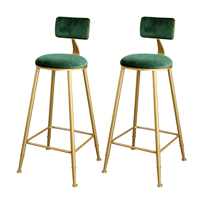 Glam Upholstered Bar Stools Footrest Backrest Coffee Shop Counter Bar Stool Green 2 Piece Set Clearhalo 'Bar Furniture' 'Bar Stools' 'bar_stools' 'furn' 'furn_bar_stools' 'Furniture' 'Kitchen & Dining Furniture' 5638678