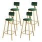 Glam Upholstered Bar Stools Footrest Backrest Coffee Shop Counter Bar Stool Green 4 Piece Set Clearhalo 'Bar Furniture' 'Bar Stools' 'bar_stools' 'furn' 'furn_bar_stools' 'Furniture' 'Kitchen & Dining Furniture' 5638680