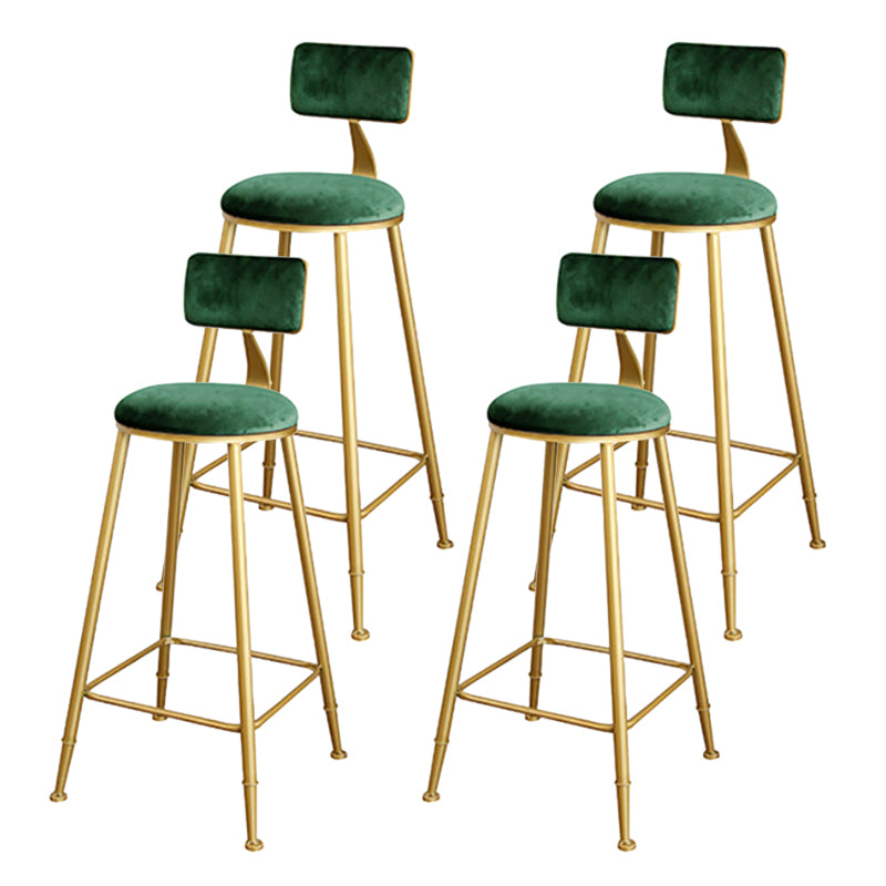 Glam Upholstered Bar Stools Footrest Backrest Coffee Shop Counter Bar Stool Green 4 Piece Set Clearhalo 'Bar Furniture' 'Bar Stools' 'bar_stools' 'furn' 'furn_bar_stools' 'Furniture' 'Kitchen & Dining Furniture' 5638680