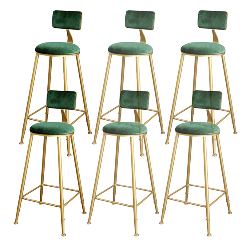 Glam Upholstered Bar Stools Footrest Backrest Coffee Shop Counter Bar Stool Green 6 Piece Set Clearhalo 'Bar Furniture' 'Bar Stools' 'bar_stools' 'furn' 'furn_bar_stools' 'Furniture' 'Kitchen & Dining Furniture' 5638682