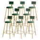 Glam Upholstered Bar Stools Footrest Backrest Coffee Shop Counter Bar Stool Green 8 Piece Set Clearhalo 'Bar Furniture' 'Bar Stools' 'bar_stools' 'furn' 'furn_bar_stools' 'Furniture' 'Kitchen & Dining Furniture' 5638683
