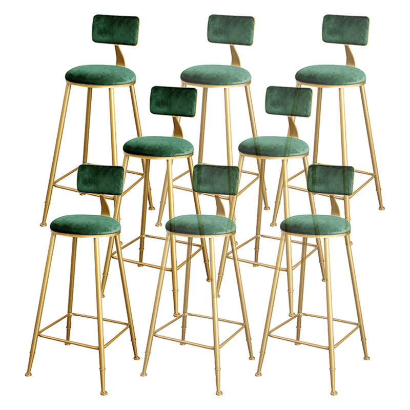 Glam Upholstered Bar Stools Footrest Backrest Coffee Shop Counter Bar Stool Green 8 Piece Set Clearhalo 'Bar Furniture' 'Bar Stools' 'bar_stools' 'furn' 'furn_bar_stools' 'Furniture' 'Kitchen & Dining Furniture' 5638683