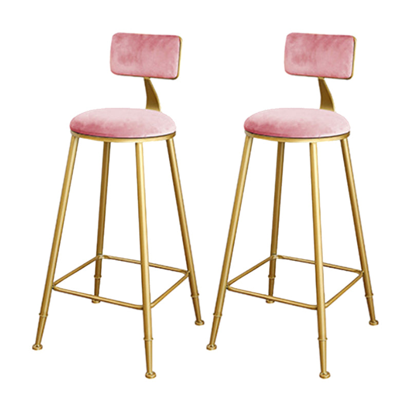 Glam Upholstered Bar Stools Footrest Backrest Coffee Shop Counter Bar Stool Pink 2 Piece Set Clearhalo 'Bar Furniture' 'Bar Stools' 'bar_stools' 'furn' 'furn_bar_stools' 'Furniture' 'Kitchen & Dining Furniture' 5638686