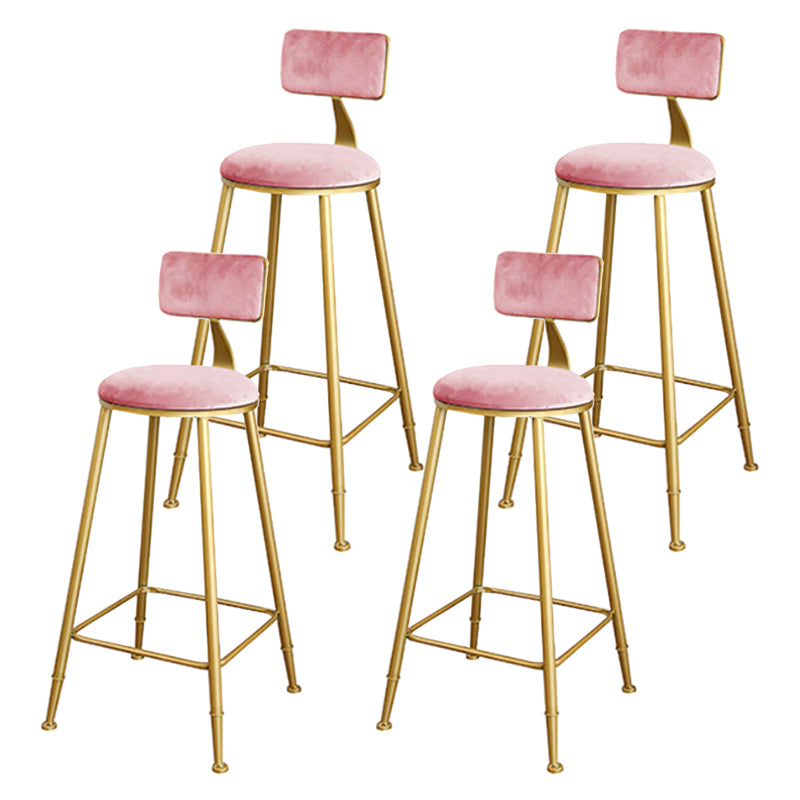 Glam Upholstered Bar Stools Footrest Backrest Coffee Shop Counter Bar Stool Pink 4 Piece Set Clearhalo 'Bar Furniture' 'Bar Stools' 'bar_stools' 'furn' 'furn_bar_stools' 'Furniture' 'Kitchen & Dining Furniture' 5638687