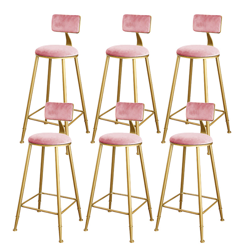 Glam Upholstered Bar Stools Footrest Backrest Coffee Shop Counter Bar Stool Pink 6 Piece Set Clearhalo 'Bar Furniture' 'Bar Stools' 'bar_stools' 'furn' 'furn_bar_stools' 'Furniture' 'Kitchen & Dining Furniture' 5638688