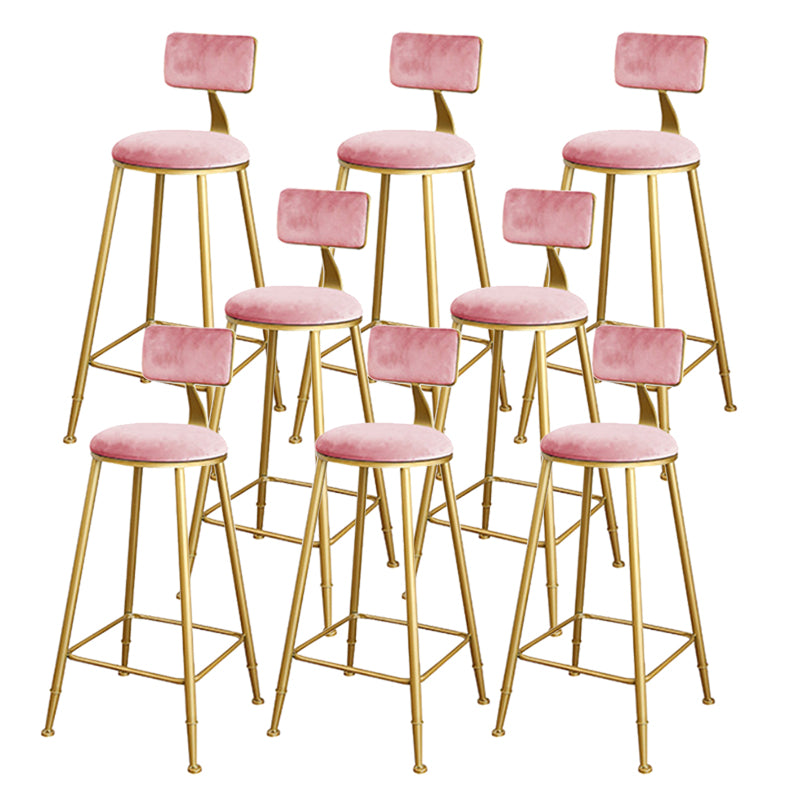 Glam Upholstered Bar Stools Footrest Backrest Coffee Shop Counter Bar Stool Pink 8 Piece Set Clearhalo 'Bar Furniture' 'Bar Stools' 'bar_stools' 'furn' 'furn_bar_stools' 'Furniture' 'Kitchen & Dining Furniture' 5638689