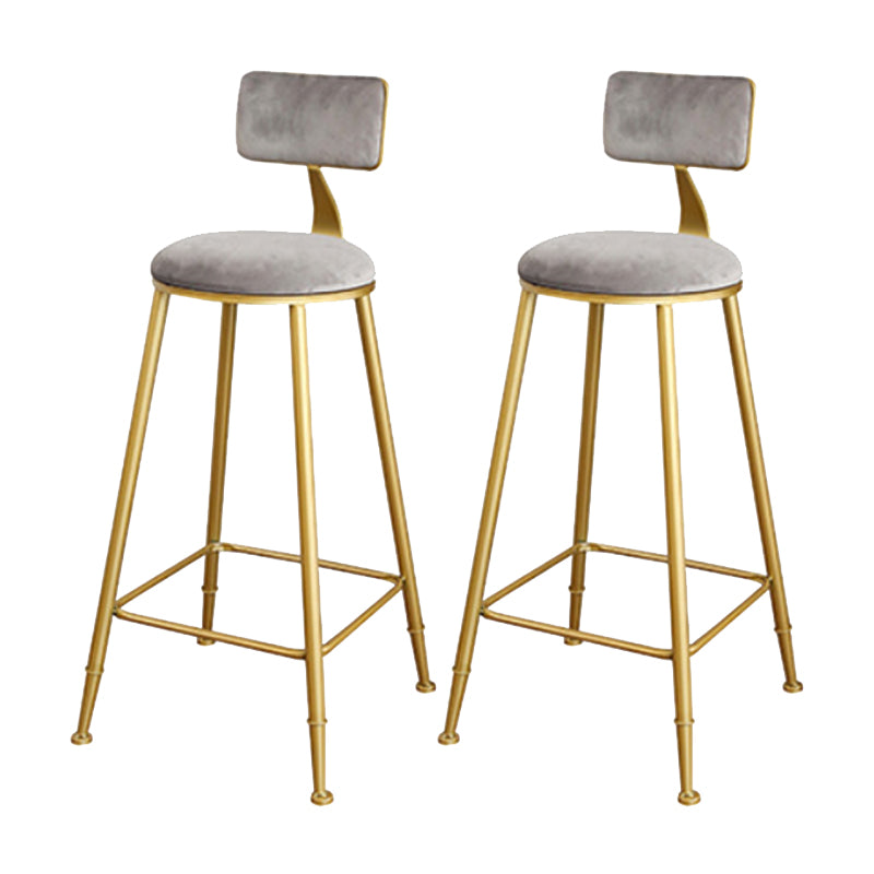 Glam Upholstered Bar Stools Footrest Backrest Coffee Shop Counter Bar Stool Grey 2 Piece Set Clearhalo 'Bar Furniture' 'Bar Stools' 'bar_stools' 'furn' 'furn_bar_stools' 'Furniture' 'Kitchen & Dining Furniture' 5638690