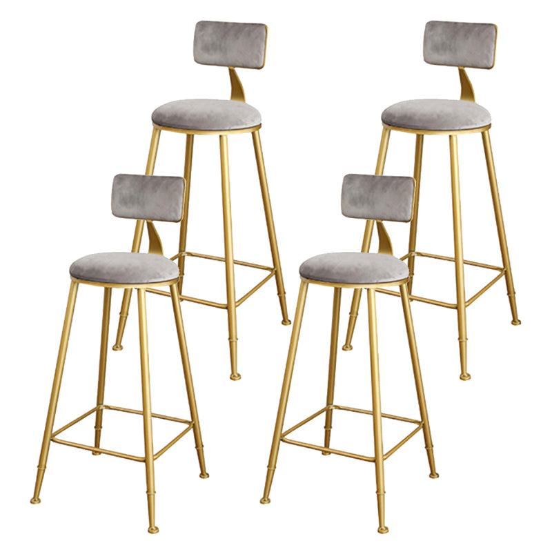 Glam Upholstered Bar Stools Footrest Backrest Coffee Shop Counter Bar Stool Grey 4 Piece Set Clearhalo 'Bar Furniture' 'Bar Stools' 'bar_stools' 'furn' 'furn_bar_stools' 'Furniture' 'Kitchen & Dining Furniture' 5638691