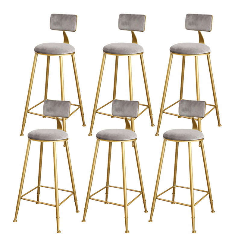 Glam Upholstered Bar Stools Footrest Backrest Coffee Shop Counter Bar Stool Grey 6 Piece Set Clearhalo 'Bar Furniture' 'Bar Stools' 'bar_stools' 'furn' 'furn_bar_stools' 'Furniture' 'Kitchen & Dining Furniture' 5638692