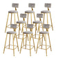 Glam Upholstered Bar Stools Footrest Backrest Coffee Shop Counter Bar Stool Grey 8 Piece Set Clearhalo 'Bar Furniture' 'Bar Stools' 'bar_stools' 'furn' 'furn_bar_stools' 'Furniture' 'Kitchen & Dining Furniture' 5638693