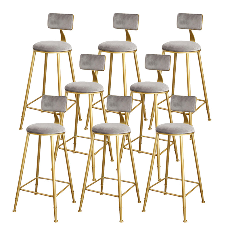 Glam Upholstered Bar Stools Footrest Backrest Coffee Shop Counter Bar Stool Grey 8 Piece Set Clearhalo 'Bar Furniture' 'Bar Stools' 'bar_stools' 'furn' 'furn_bar_stools' 'Furniture' 'Kitchen & Dining Furniture' 5638693