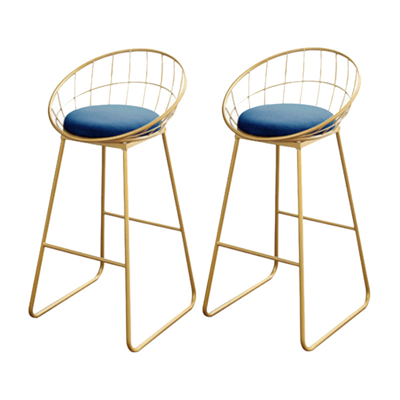 Glam Upholstered Bar Stools Footrest Backrest Coffee Shop Counter Bar Stool Light Blue 2 Piece Set Clearhalo 'Bar Furniture' 'Bar Stools' 'bar_stools' 'furn' 'furn_bar_stools' 'Furniture' 'Kitchen & Dining Furniture' 5638694