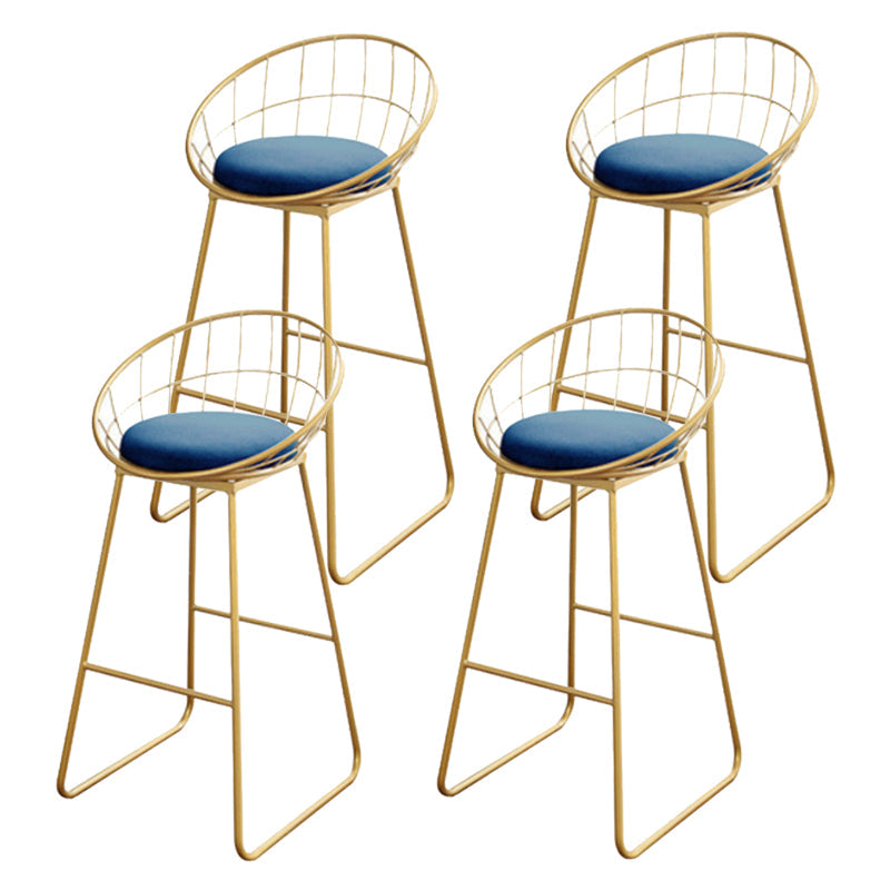 Glam Upholstered Bar Stools Footrest Backrest Coffee Shop Counter Bar Stool Light Blue 4 Piece Set Clearhalo 'Bar Furniture' 'Bar Stools' 'bar_stools' 'furn' 'furn_bar_stools' 'Furniture' 'Kitchen & Dining Furniture' 5638695