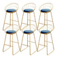 Glam Upholstered Bar Stools Footrest Backrest Coffee Shop Counter Bar Stool Light Blue 6 Piece Set Clearhalo 'Bar Furniture' 'Bar Stools' 'bar_stools' 'furn' 'furn_bar_stools' 'Furniture' 'Kitchen & Dining Furniture' 5638696