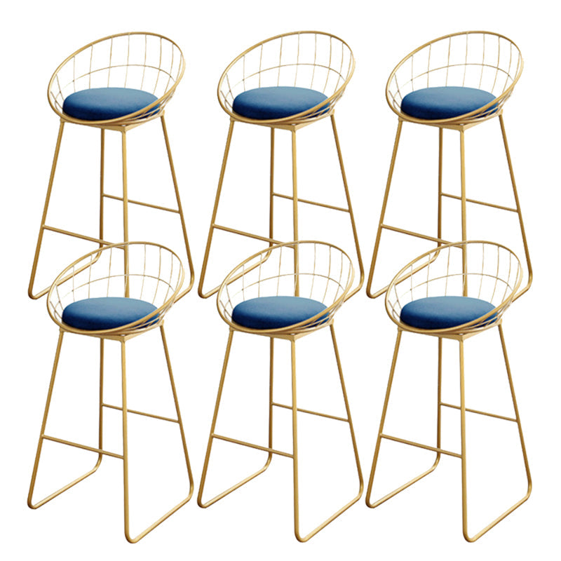 Glam Upholstered Bar Stools Footrest Backrest Coffee Shop Counter Bar Stool Light Blue 6 Piece Set Clearhalo 'Bar Furniture' 'Bar Stools' 'bar_stools' 'furn' 'furn_bar_stools' 'Furniture' 'Kitchen & Dining Furniture' 5638696