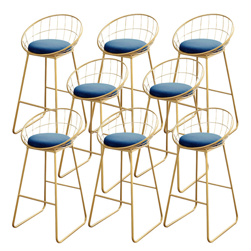 Glam Upholstered Bar Stools Footrest Backrest Coffee Shop Counter Bar Stool Light Blue 8 Piece Set Clearhalo 'Bar Furniture' 'Bar Stools' 'bar_stools' 'furn' 'furn_bar_stools' 'Furniture' 'Kitchen & Dining Furniture' 5638697