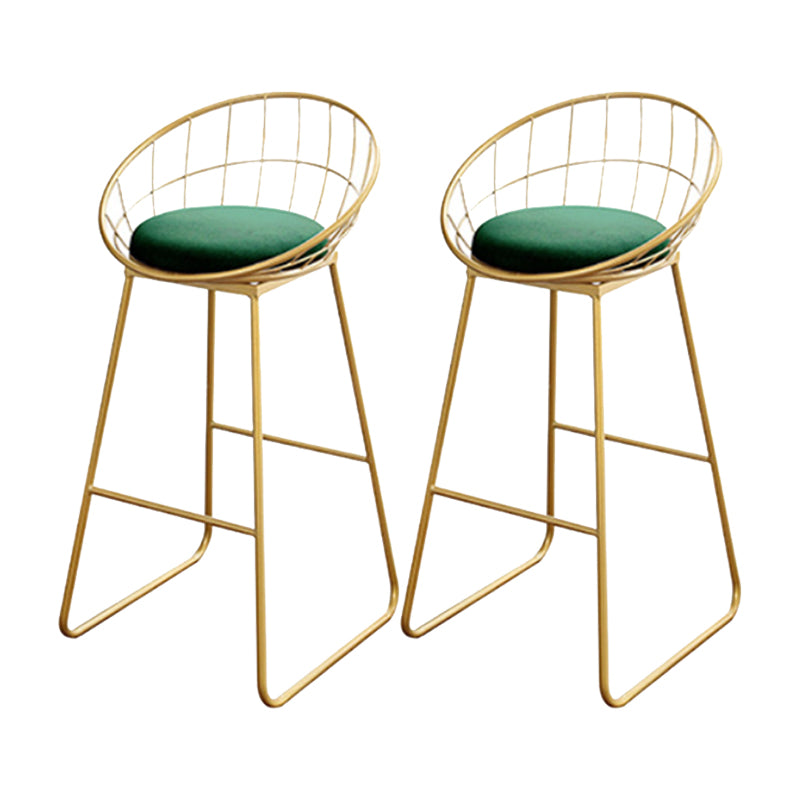Glam Upholstered Bar Stools Footrest Backrest Coffee Shop Counter Bar Stool Light Green 2 Piece Set Clearhalo 'Bar Furniture' 'Bar Stools' 'bar_stools' 'furn' 'furn_bar_stools' 'Furniture' 'Kitchen & Dining Furniture' 5638698