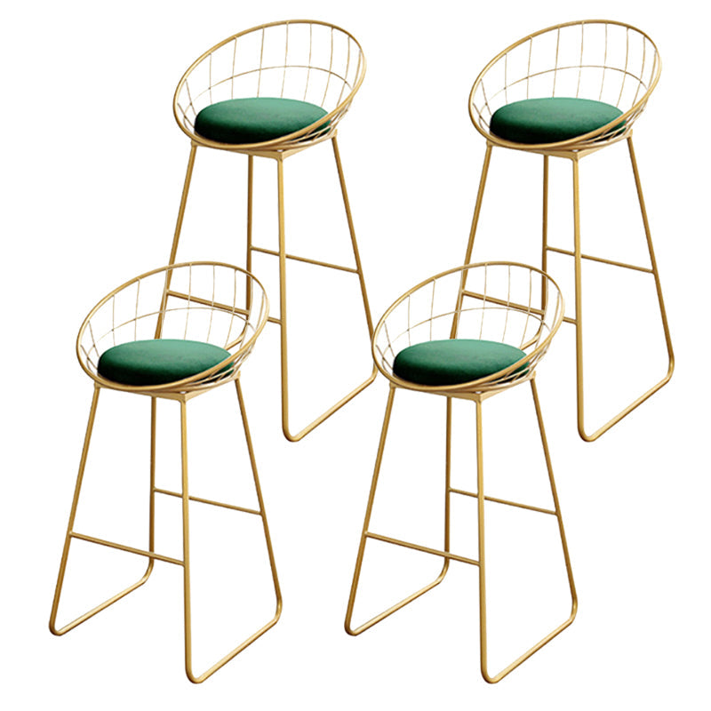 Glam Upholstered Bar Stools Footrest Backrest Coffee Shop Counter Bar Stool Light Green 4 Piece Set Clearhalo 'Bar Furniture' 'Bar Stools' 'bar_stools' 'furn' 'furn_bar_stools' 'Furniture' 'Kitchen & Dining Furniture' 5638699