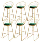 Glam Upholstered Bar Stools Footrest Backrest Coffee Shop Counter Bar Stool Light Green 6 Piece Set Clearhalo 'Bar Furniture' 'Bar Stools' 'bar_stools' 'furn' 'furn_bar_stools' 'Furniture' 'Kitchen & Dining Furniture' 5638700