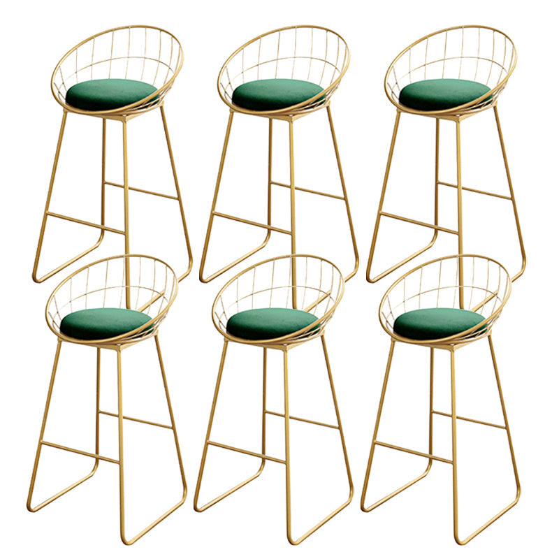 Glam Upholstered Bar Stools Footrest Backrest Coffee Shop Counter Bar Stool Light Green 6 Piece Set Clearhalo 'Bar Furniture' 'Bar Stools' 'bar_stools' 'furn' 'furn_bar_stools' 'Furniture' 'Kitchen & Dining Furniture' 5638700