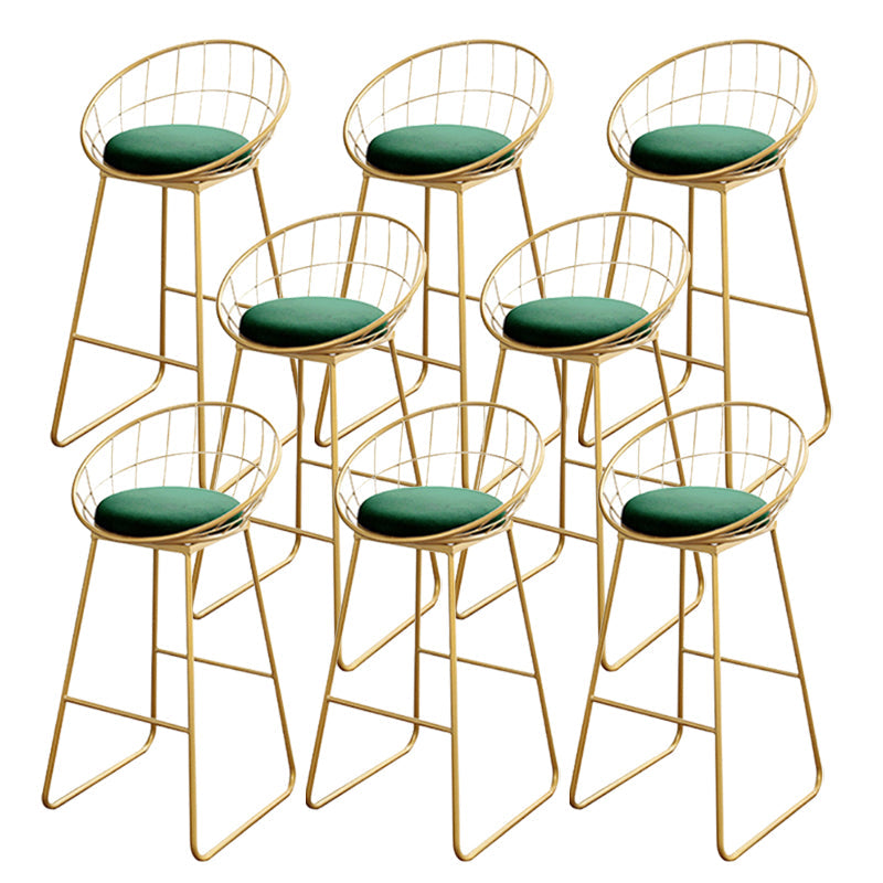 Glam Upholstered Bar Stools Footrest Backrest Coffee Shop Counter Bar Stool Light Green 8 Piece Set Clearhalo 'Bar Furniture' 'Bar Stools' 'bar_stools' 'furn' 'furn_bar_stools' 'Furniture' 'Kitchen & Dining Furniture' 5638701
