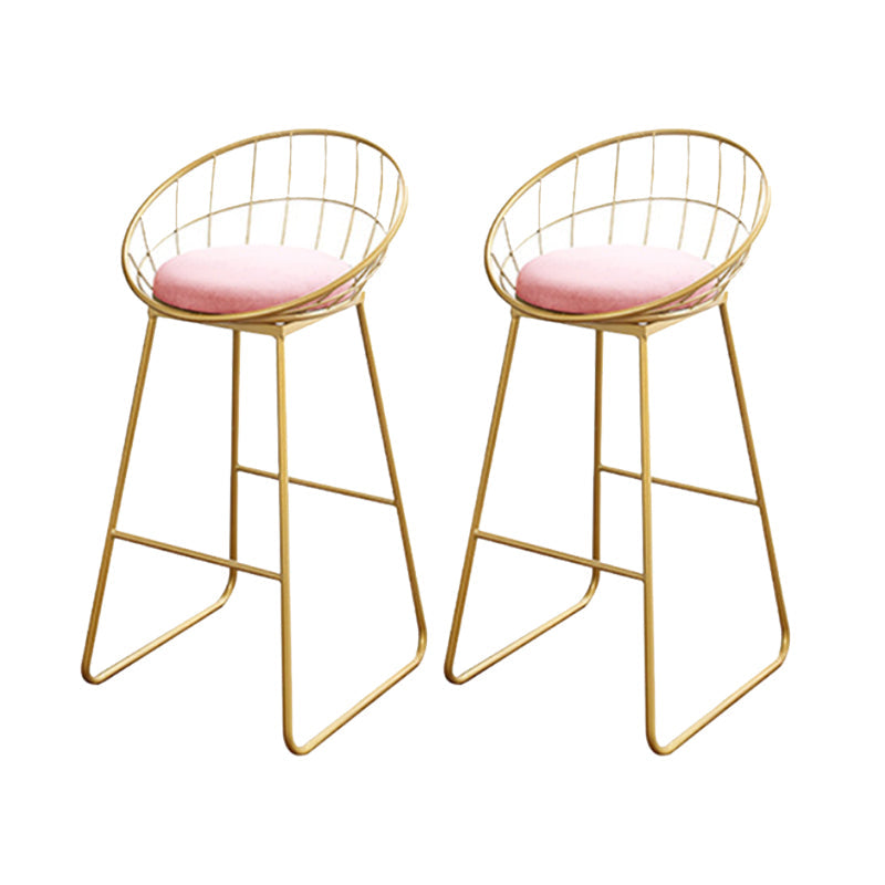 Glam Upholstered Bar Stools Footrest Backrest Coffee Shop Counter Bar Stool Light Pink 2 Piece Set Clearhalo 'Bar Furniture' 'Bar Stools' 'bar_stools' 'furn' 'furn_bar_stools' 'Furniture' 'Kitchen & Dining Furniture' 5638702