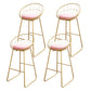 Glam Upholstered Bar Stools Footrest Backrest Coffee Shop Counter Bar Stool Light Pink 4 Piece Set Clearhalo 'Bar Furniture' 'Bar Stools' 'bar_stools' 'furn' 'furn_bar_stools' 'Furniture' 'Kitchen & Dining Furniture' 5638703