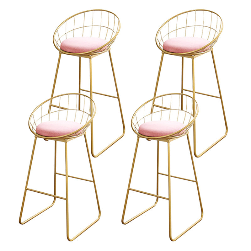 Glam Upholstered Bar Stools Footrest Backrest Coffee Shop Counter Bar Stool Light Pink 4 Piece Set Clearhalo 'Bar Furniture' 'Bar Stools' 'bar_stools' 'furn' 'furn_bar_stools' 'Furniture' 'Kitchen & Dining Furniture' 5638703
