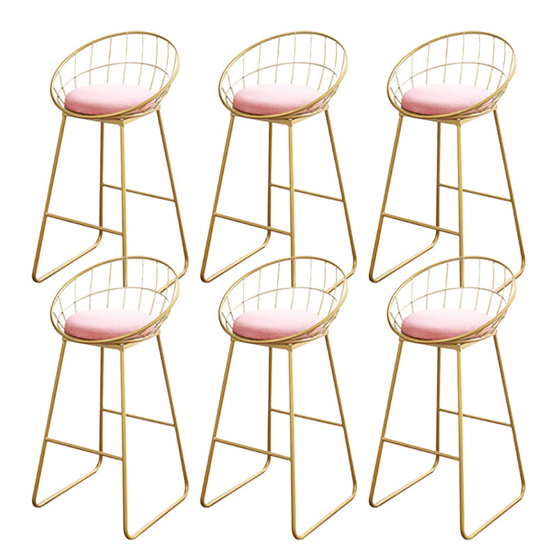 Glam Upholstered Bar Stools Footrest Backrest Coffee Shop Counter Bar Stool Light Pink 6 Piece Set Clearhalo 'Bar Furniture' 'Bar Stools' 'bar_stools' 'furn' 'furn_bar_stools' 'Furniture' 'Kitchen & Dining Furniture' 5638704