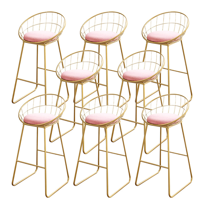Glam Upholstered Bar Stools Footrest Backrest Coffee Shop Counter Bar Stool Light Pink 8 Piece Set Clearhalo 'Bar Furniture' 'Bar Stools' 'bar_stools' 'furn' 'furn_bar_stools' 'Furniture' 'Kitchen & Dining Furniture' 5638705