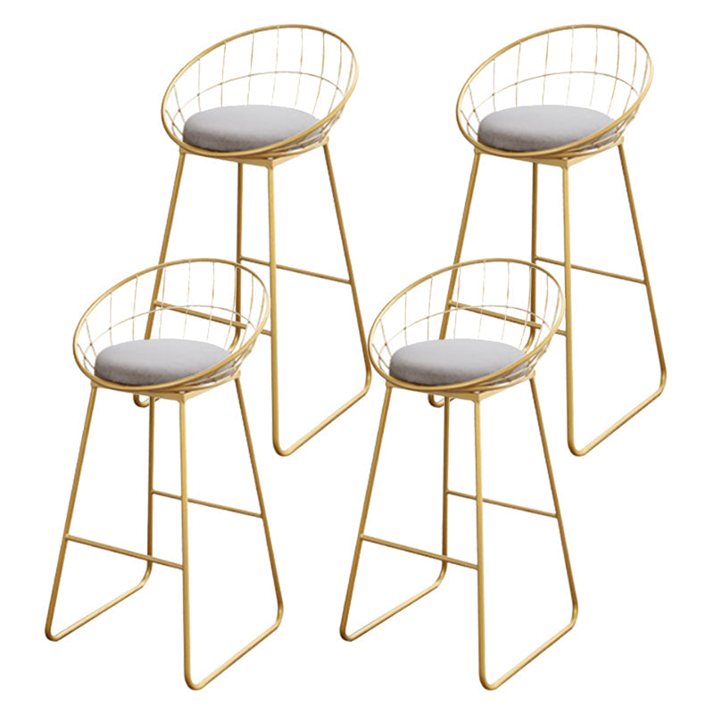 Glam Upholstered Bar Stools Footrest Backrest Coffee Shop Counter Bar Stool Light Gray 4 Piece Set Clearhalo 'Bar Furniture' 'Bar Stools' 'bar_stools' 'furn' 'furn_bar_stools' 'Furniture' 'Kitchen & Dining Furniture' 5638707