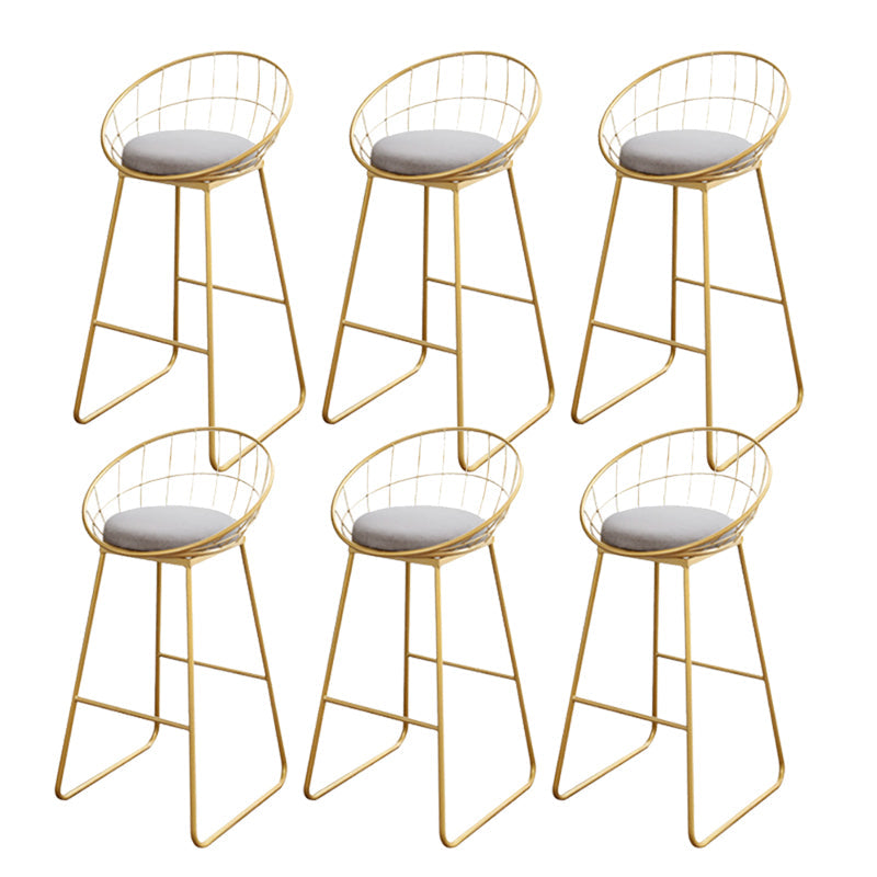 Glam Upholstered Bar Stools Footrest Backrest Coffee Shop Counter Bar Stool Light Gray 6 Piece Set Clearhalo 'Bar Furniture' 'Bar Stools' 'bar_stools' 'furn' 'furn_bar_stools' 'Furniture' 'Kitchen & Dining Furniture' 5638708