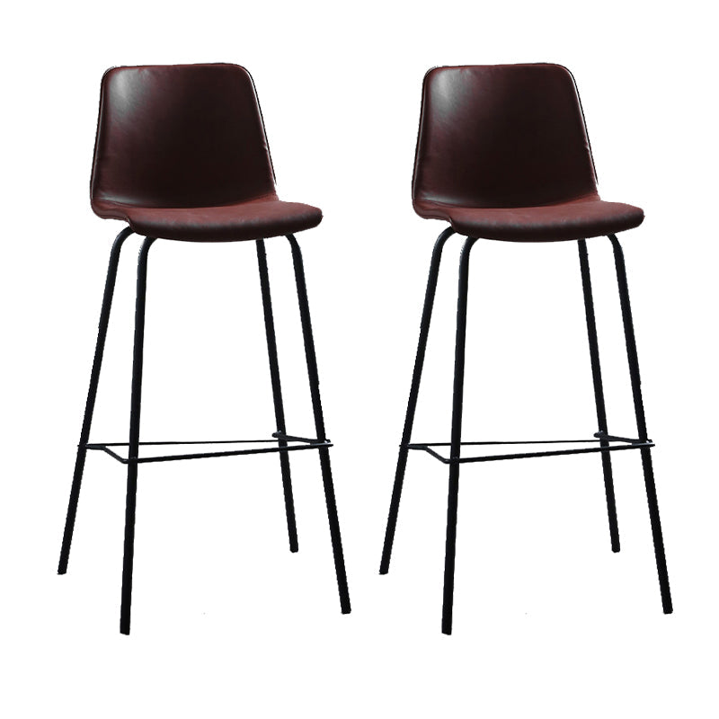 Living Room Leather Counter Chair Bucket Industrial Footrest Counter Bar Stool Burgundy 2 Piece Set Clearhalo 'Bar Furniture' 'Bar Stools' 'bar_stools' 'furn' 'furn_bar_stools' 'Furniture' 'Kitchen & Dining Furniture' 5638825