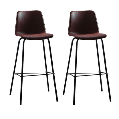 Living Room Leather Counter Chair Bucket Industrial Footrest Counter Bar Stool Burgundy 2 Piece Set Clearhalo 'Bar Furniture' 'Bar Stools' 'bar_stools' 'furn' 'furn_bar_stools' 'Furniture' 'Kitchen & Dining Furniture' 5638825