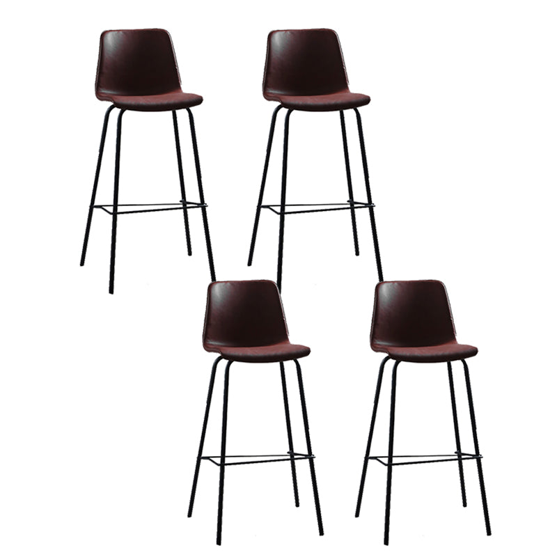Living Room Leather Counter Chair Bucket Industrial Footrest Counter Bar Stool Burgundy 4 Piece Set Clearhalo 'Bar Furniture' 'Bar Stools' 'bar_stools' 'furn' 'furn_bar_stools' 'Furniture' 'Kitchen & Dining Furniture' 5638827