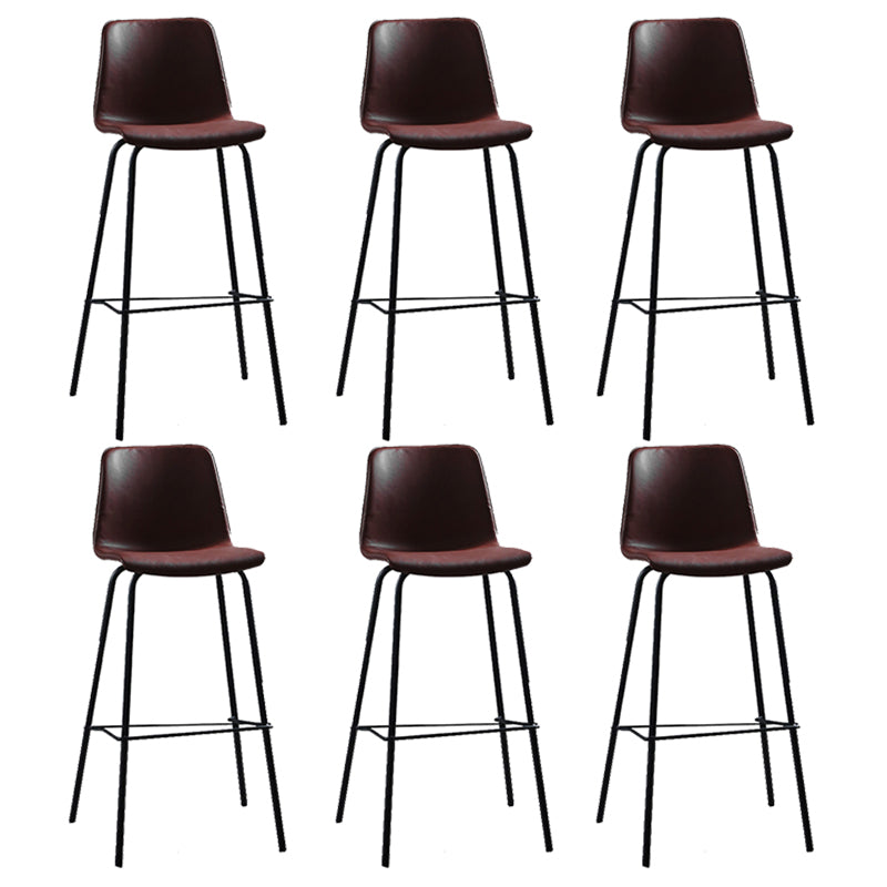 Living Room Leather Counter Chair Bucket Industrial Footrest Counter Bar Stool Burgundy 6 Piece Set Clearhalo 'Bar Furniture' 'Bar Stools' 'bar_stools' 'furn' 'furn_bar_stools' 'Furniture' 'Kitchen & Dining Furniture' 5638829