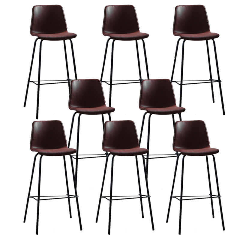 Living Room Leather Counter Chair Bucket Industrial Footrest Counter Bar Stool Burgundy 8 Piece Set Clearhalo 'Bar Furniture' 'Bar Stools' 'bar_stools' 'furn' 'furn_bar_stools' 'Furniture' 'Kitchen & Dining Furniture' 5638831