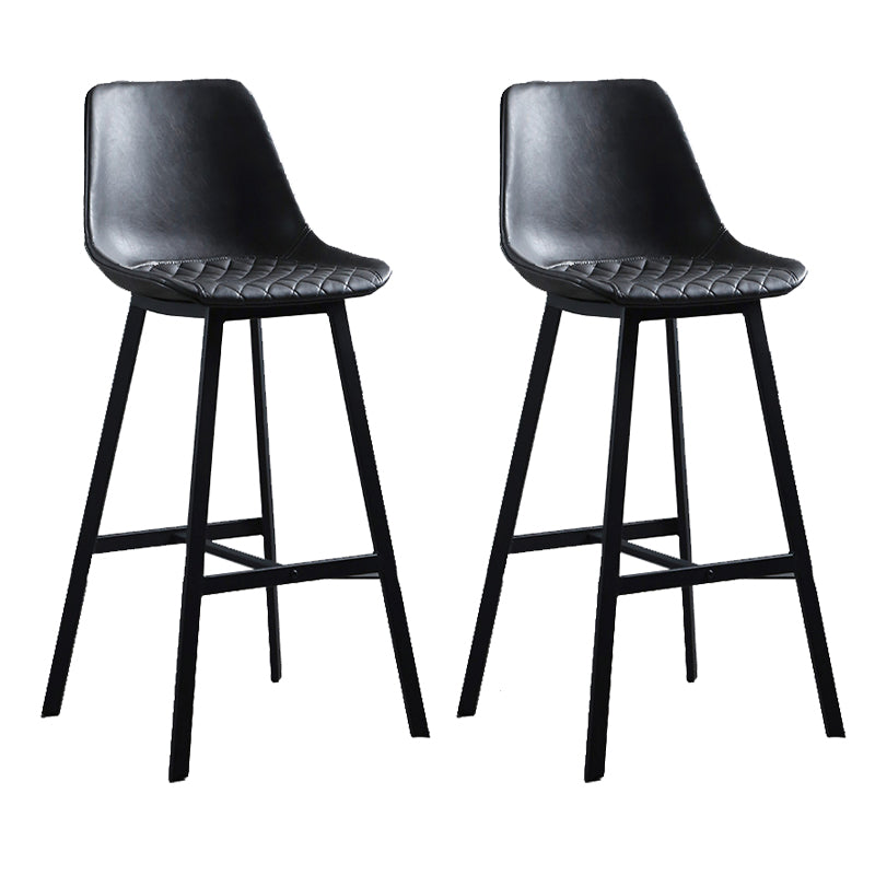 Living Room Leather Counter Chair Bucket Industrial Footrest Counter Bar Stool Grey 2 Piece Set Clearhalo 'Bar Furniture' 'Bar Stools' 'bar_stools' 'furn' 'furn_bar_stools' 'Furniture' 'Kitchen & Dining Furniture' 5638834