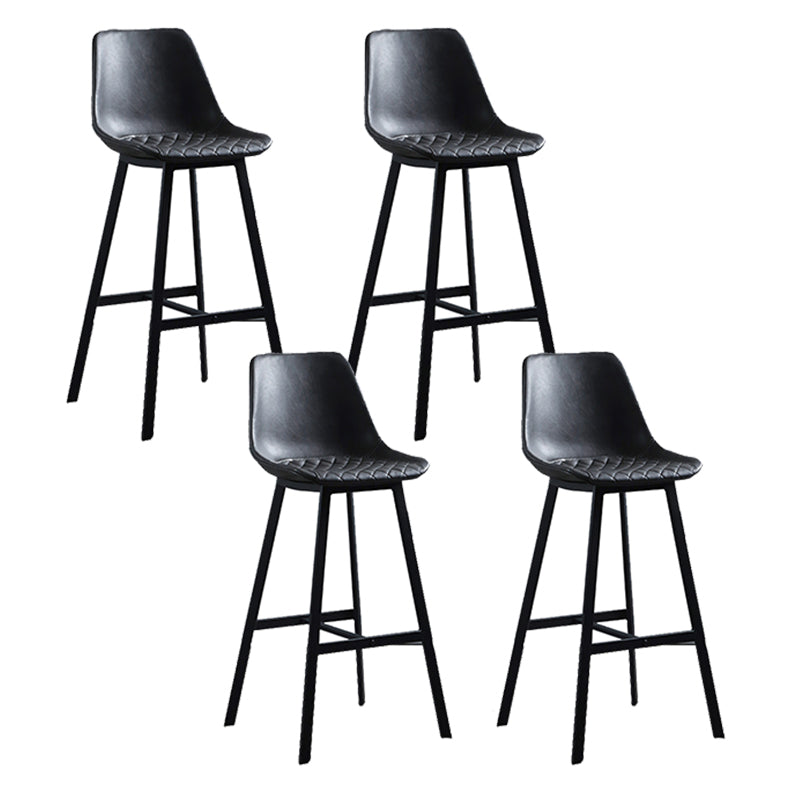 Living Room Leather Counter Chair Bucket Industrial Footrest Counter Bar Stool Grey 4 Piece Set Clearhalo 'Bar Furniture' 'Bar Stools' 'bar_stools' 'furn' 'furn_bar_stools' 'Furniture' 'Kitchen & Dining Furniture' 5638837
