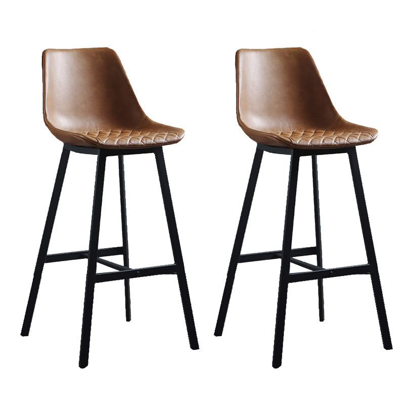 Living Room Leather Counter Chair Bucket Industrial Footrest Counter Bar Stool Brown 2 Piece Set Clearhalo 'Bar Furniture' 'Bar Stools' 'bar_stools' 'furn' 'furn_bar_stools' 'Furniture' 'Kitchen & Dining Furniture' 5638841