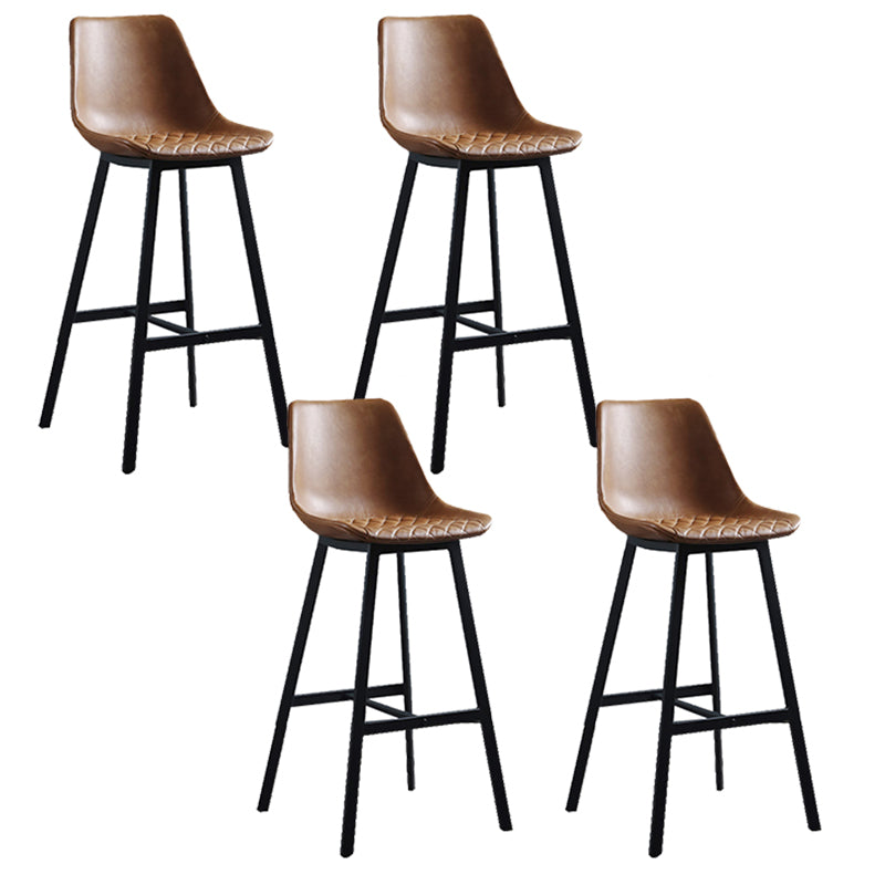 Living Room Leather Counter Chair Bucket Industrial Footrest Counter Bar Stool Brown 4 Piece Set Clearhalo 'Bar Furniture' 'Bar Stools' 'bar_stools' 'furn' 'furn_bar_stools' 'Furniture' 'Kitchen & Dining Furniture' 5638842