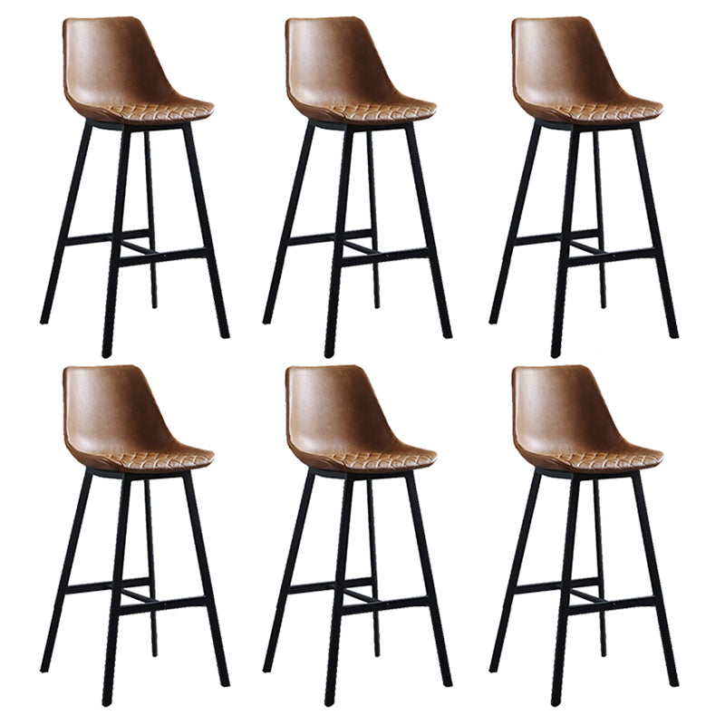 Living Room Leather Counter Chair Bucket Industrial Footrest Counter Bar Stool Brown 6 Piece Set Clearhalo 'Bar Furniture' 'Bar Stools' 'bar_stools' 'furn' 'furn_bar_stools' 'Furniture' 'Kitchen & Dining Furniture' 5638843