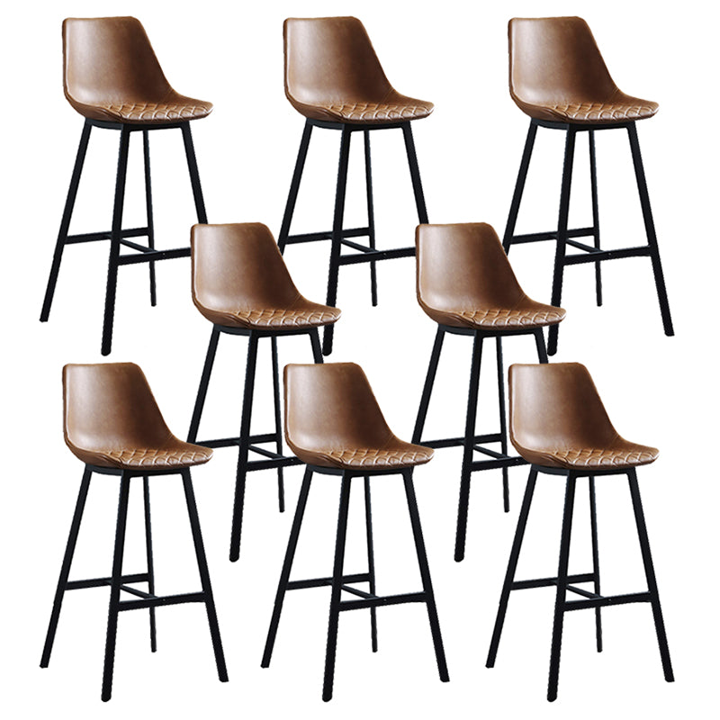 Living Room Leather Counter Chair Bucket Industrial Footrest Counter Bar Stool Brown 8 Piece Set Clearhalo 'Bar Furniture' 'Bar Stools' 'bar_stools' 'furn' 'furn_bar_stools' 'Furniture' 'Kitchen & Dining Furniture' 5638844