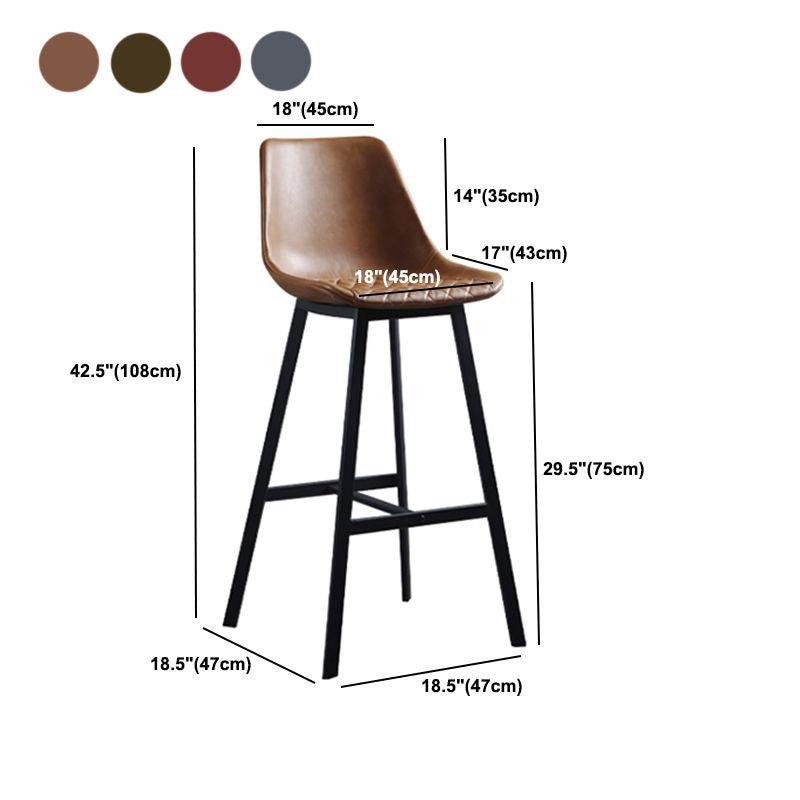 Living Room Leather Counter Chair Bucket Industrial Footrest Counter Bar Stool Clearhalo 'Bar Furniture' 'Bar Stools' 'bar_stools' 'furn' 'furn_bar_stools' 'Furniture' 'Kitchen & Dining Furniture' 5638845